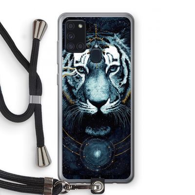 Darkness Tiger: Samsung Galaxy A21s Transparant Hoesje met koord