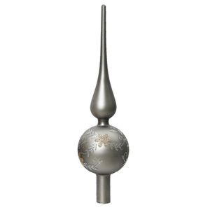 Kerstboom piek gedecoreerd - zilver/grijs - glas - 31 cm