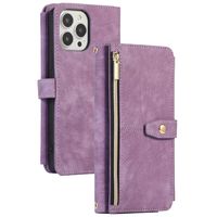 iPhone 12 Mini hoesje - Bookcase - Koord - Pasjeshouder - Portemonnee - Kunstleer - Paars - thumbnail