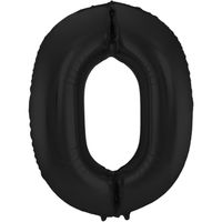 Folie ballon van cijfer 0 in het zwart 86 cm - thumbnail