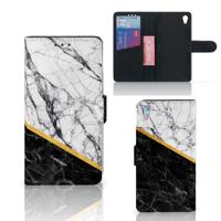 Sony Xperia Z3 | Bookcase | Marmer Wit Zwart - Origineel Cadeau Man