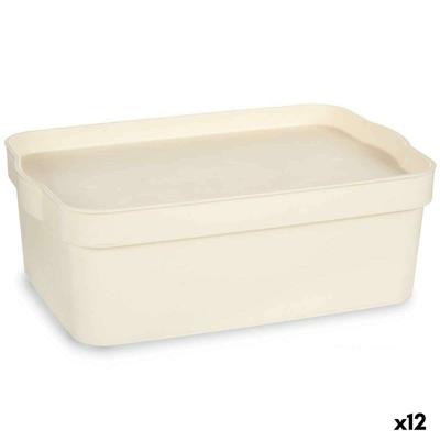 Opbergbak met Deksel Kipit Crème Plastic 6 L (12 Stuks)
