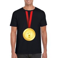 Winnaar gouden medaille shirt zwart heren 2XL  -