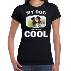 Australische herder honden t-shirt my dog is serious cool zwart voor dames 2XL  -