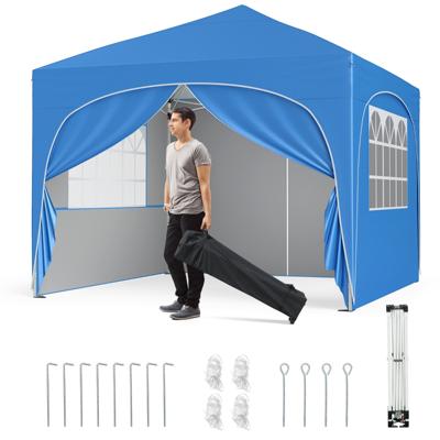 3 x 3 M Paviljoen met 4 Afneembare Zijwanden Tuinzelt Inclusief Rol tas 8 Haringen 4 Ankers Blauw