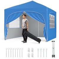3 x 3 M Paviljoen met 4 Afneembare Zijwanden Tuinzelt Inclusief Rol tas 8 Haringen 4 Ankers Blauw