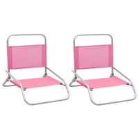 Strandstoelen 2 st inklapbaar stof roze - thumbnail