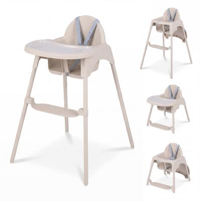 4-in-1 Converteerbare Kinderstoel met 2 Hoogtes Afneembaar Dubbel Dienblad 5-Punts Veiligheidsgordel voor Kinderen van 6-36 Maanden-Khaki