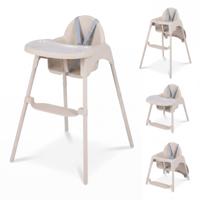 4-in-1 Converteerbare Kinderstoel met 2 Hoogtes Afneembaar Dubbel Dienblad 5-Punts Veiligheidsgordel voor Kinderen van 6-36 Maanden-Khaki