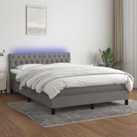 Boxspring met matras en LED stof donkergrijs 140x190 cm