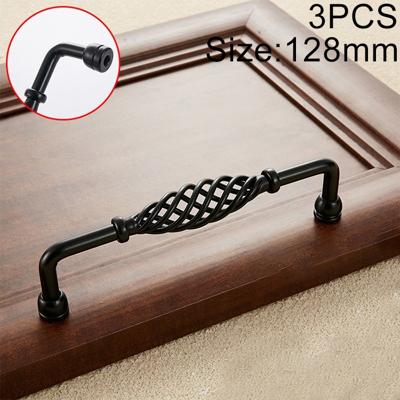 2 stuks 6099-128 klassieke Birdcage vorm ijzeren kast garderobe lade deurklink gat afstand: 128mm (mat zwart)
