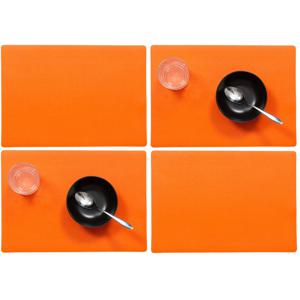 Wicotex luxe Placemats Plain - Set van 6x stuks - oranje - 43 x 30 cm - Met anti slip laag - Teflon