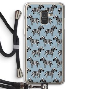 Zebra: Samsung Galaxy A8 (2018) Transparant Hoesje met koord