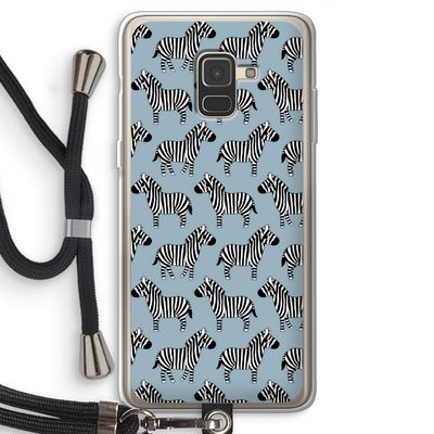 Zebra: Samsung Galaxy A8 (2018) Transparant Hoesje met koord