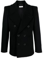 Saint Laurent manteau en laine à boutonnière croisée - Noir