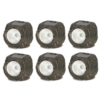 Cepewa LED lamp/spot - 6x - solar verlichting - steen vorm - LED - 13 x 9 cm - tuinverlichting