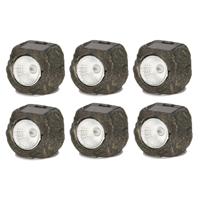 Cepewa LED lamp/spot - 6x - solar verlichting - steen vorm - LED - 13 x 9 cm - tuinverlichting