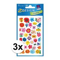 3x 2 vellen met bloemen stickers