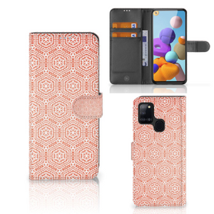 Samsung Galaxy A21s Telefoon Hoesje Pattern Orange