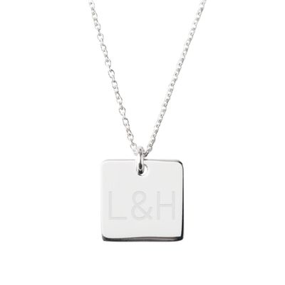 Zilveren ketting graveren - Vierkante hanger