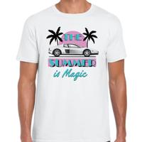 Toppers verkleed T-shirt heren - The summer is Magic - wit - Miami auto - Tropische feestkleding