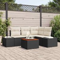 Tuinbankenset met kussen 5 pcs Zwart poly rattan