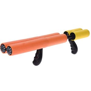 1x Oranje waterpistool/waterpistolen van foam 40 cm met handvat en dubbele spuit