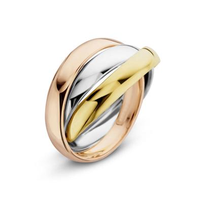 14K Tricolor Gouden Trinity Ring - Geel, Wit en Roségoud - 4mm