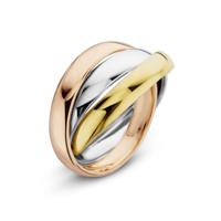 14K Tricolor Gouden Trinity Ring - Geel, Wit en Roségoud - 4mm