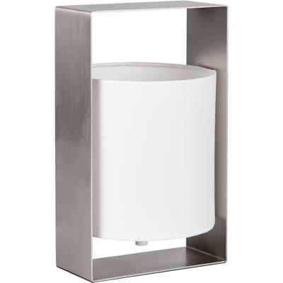 LED Tafellamp - Trion Alira - E27 Fitting - 1 lichtpunt - Max.10W - Wit/Mat Nikkel - Textiel/Metaal
