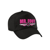 Foute party pet / baseball cap Mr. fout roze op zwart voor heren - Verkleedhoofddeksels