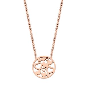 CO88 Collection Inspirational 8CN 26111 Stalen Collier met Hanger - Hartjes 15 mm - Lengte 40 + 5 cm - Rosékleurig