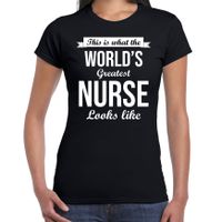 Worlds greatest nurse t-shirt zwart dames - Werelds grootste zuster / verpleegkundige cadeau - thumbnail