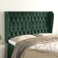 Hoofdbord met randen 163x23x118/128 cm fluweel donkergroen