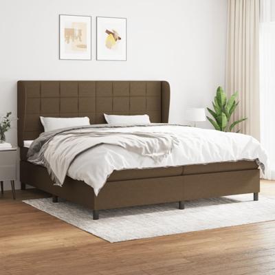 Boxspring met matras stof donkerbruin 200x200 cm