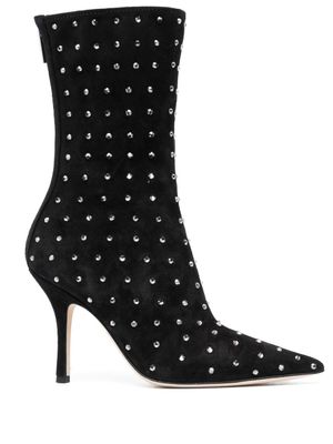 Paris Texas bottes pointues à ornements en cristal 100 mm - Noir
