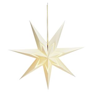 Decoratie kerstster - wit - 60 cm - papier - 7 punten - hangend