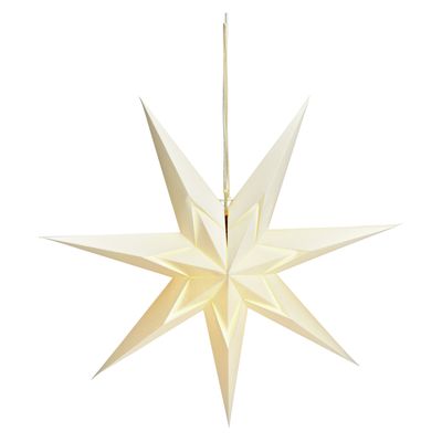 Decoratie kerstster - wit - 60 cm - papier - 7 punten - hangend