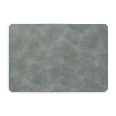 Placemats lederlook - 45 x 30 cm - grijs - vegan leer - tafel onderleggers