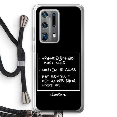 Mijn Motto's: Huawei P40 Pro Plus Transparant Hoesje met koord
