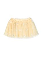 Stella McCartney Kids jupe en tulle à fleurs brodées - Jaune