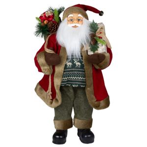 Kerstman pop Luuk - H60 cm - rood - staand - kerst beeld -decoratie figuur