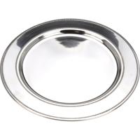 Kerstdiner onderbord - 8x stuks - zilver - RVS - D33 cm - rond