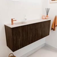 Toiletmeubel Mondiaz Joya Dlux | 111.6 cm | Meubelkleur Walnut | Faye wastafel Meli Wasbak Links | 1 kraangat