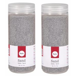 Hobby Fijn decoratie zand korrels - 2x - zilver - 475 ml - zandkorrels - knutselmateriaal