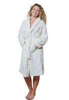 Ribcord badjas fleece - sjaalkraag - roomwit-s/m