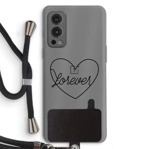 Forever heart black: OnePlus Nord 2 5G Transparant Hoesje met koord