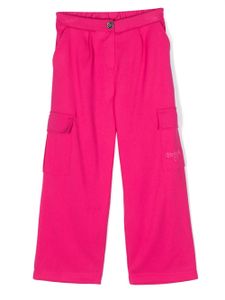 Pinko Kids pantalon cargo en coton à logo brodé - Rose