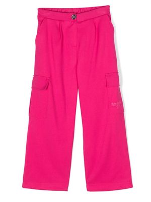Pinko Kids pantalon cargo en coton à logo brodé - Rose