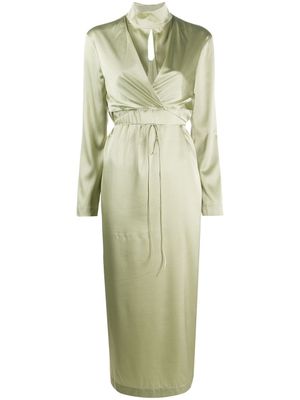 Materiel robe mi-longue à design cache-cœur - Vert